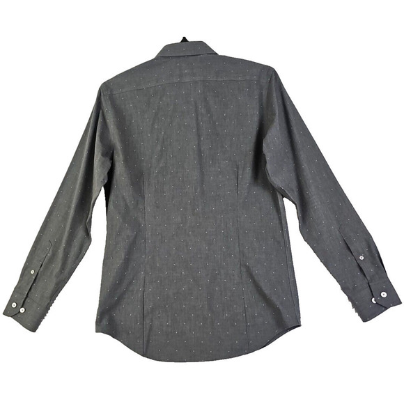 Banana Republic ~Men's Size M~Gray/Dots Non Iron Slim Fit Button-Up Shirt Cotton - Picture 3 of 11
